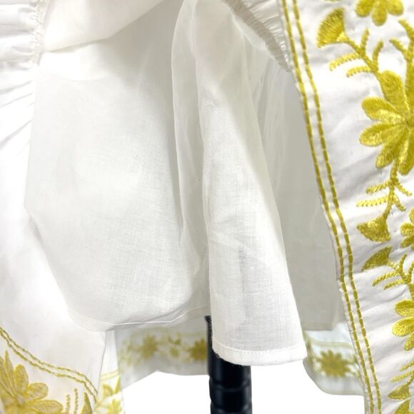 Ann Mashburn Embroidered Tiered Midi Dress XL White Yellow Cottage Tea Party NWT - Picture 5 of 12